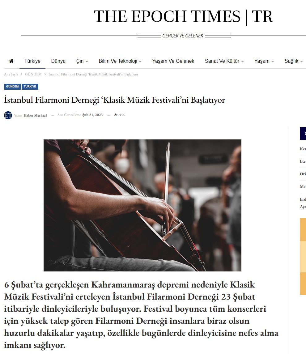 İstanbul Filarmoni Derneği ‘Klasik Müzik Festivali’ni Başlatıyor - The Epoch Times Türkiye